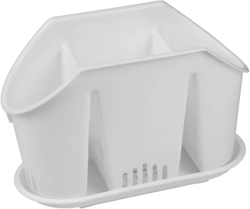 Vista 4 de YBM Home Soporte multiusos de secado de utensilios de cocina, bandeja base de 3 compartimentos, sirve como estante de secado para fregadero de Gris