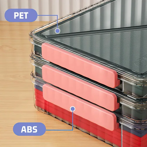 Vista 3 de SAYEEC Caja de almacenamiento de archivos transparente, estuche portátil para proyectos con asa, contenedor de almacenamiento de plástico con tapa