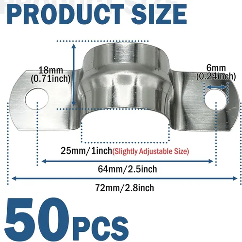 Vista 2 de 3/4 pulgadas 50 piezas de tubo rígido de acero inoxidable con dos agujeros en forma de U para tarjeta de tubería de tubo de acero inoxidable 304