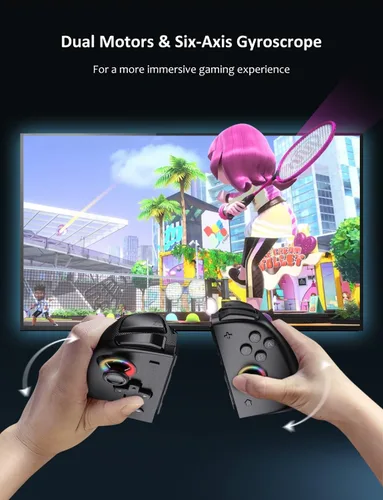 Vista 6 de NexiGo Control inalámbrico Joypad para Nintendo SwitchSwitch OLED controlador Joypad con vibración turbo mapeo y luz LED apagado
