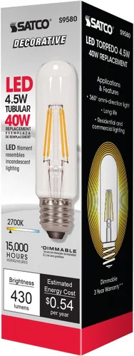 Vista 3 de Satco S9560 A15 LED foco de base mediana transparente, 4,5W