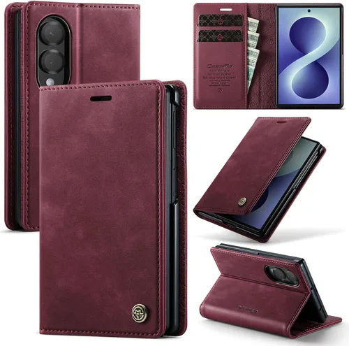 Vista 75 de Funda tipo cartera para Samsung Galaxy Z Flip 7 de piel con tarjetero y función atril, cierre magnético, bloqueo RFID, TPU a prueba de golpes Negro