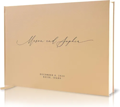 Vista 14 de MUUJEE Libro de visitas personalizado con brillo bronce - Libro de invitados moderno personalizado de alta calidad para recepción de boda, fiesta