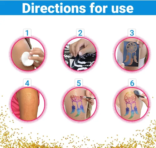 Vista 4 de Tatuajes temporales Savvi Skin Sugar Glitter Tattoo Kit