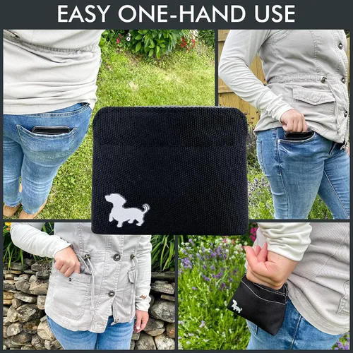 Vista 6 de Bolsa para golosinas para perros extra pequeña Swaggly – Bolsa de golosinas para perros con bolsillo magnético delgado para caminar y entrenar