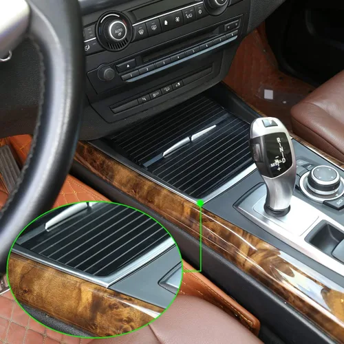 Vista 3 de YIWANG Molduras interiores de ABS cromadas para consola central de coche, decoración de marco de portavasos para BMW X5 E70 2008-2013 accesorios