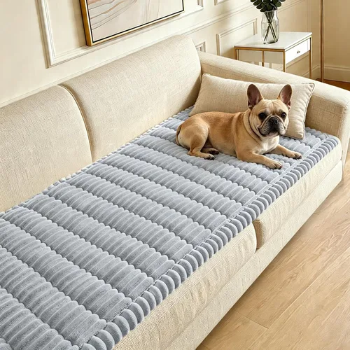 Vista 15 de Funda para sofá para perros lavable, fundas para sofá de 3 cojines no deslizantes, duraderas y peludas, funda para sofá apta para mascotas