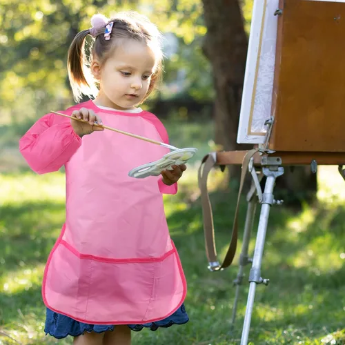 Vista 5 de Giantree 2 delantales de pintura para niños, impermeables, para niños de 5 a 8 años, pintura para cocinar y hornear