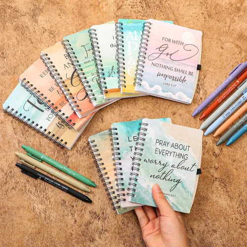 Vista 4 de Harloon Juego de 20 cuadernos de versículos bíblicos y bolígrafos de regalo cristiano, cuadernos inspiradores de las Escrituras con bolígrafo