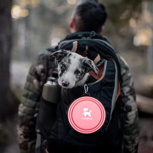 Vista 13 de COOYOO Cuenco plegable para perros, paquete de 2 cuencos plegables para agua para perros y gatos, plato portátil para alimentación de mascotas