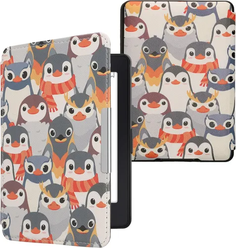 Vista 9 de kwmobile Funda compatible con Amazon Kindle PaperWhite - Funda para lector electrónico - Azul pez pequeño/azul claro/blanco