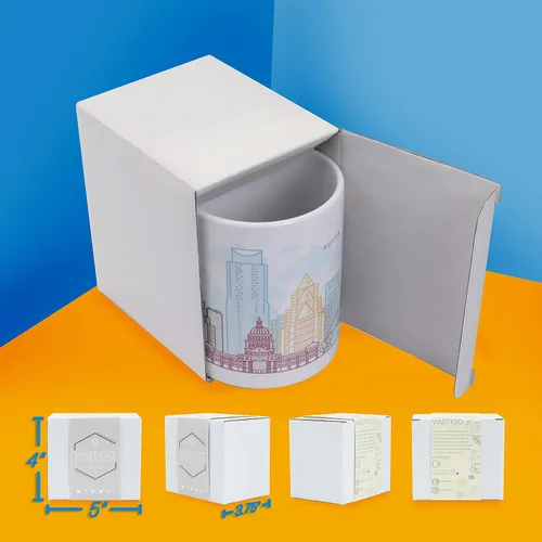 Vista 5 de Vastigo Taza de café Austin – Taza de cerámica de recuerdo de 11 onzas con caja de regalo – Taza de viaje City Skyline – Apto para lavavajillas