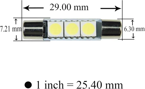 Vista 2 de PA 10 luces LED 5050 3SMD Fusible Festoon Bombilla de cúpula interior y luz de espejo de tocador para interior de automóvil (1.142 in, blanco)