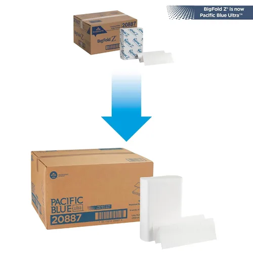 Vista 2 de Pacific Blue Ultra BigFold Junior Toallas de papel prémium de GP PRO (Georgia-Pacific), color blanco, 20886, 220 toallas por paquete, 10 paquetes