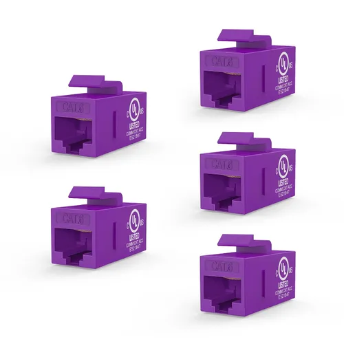 Vista 11 de VCE Acoplador en línea de conector Keystone CAT6 RJ45 con certificación UL, paquete de 5, extensor de cable Ethernet hembra a hembra, color blanco