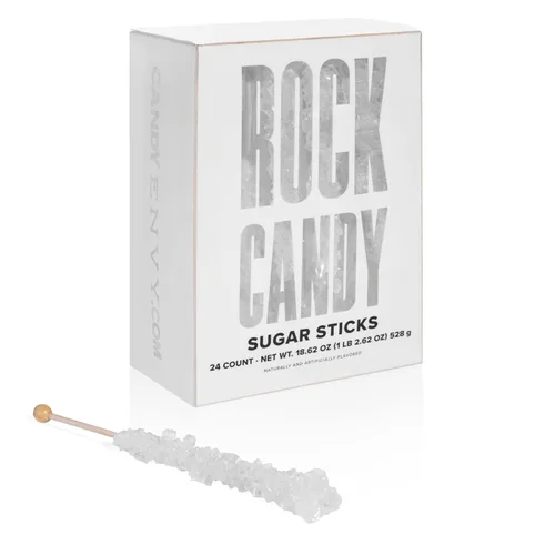 Vista 8 de White Rock Candy - Palitos de azúcar con sabor a azúcar original, 12 recuerdos de fiesta de dulces blancos envueltos individualmente