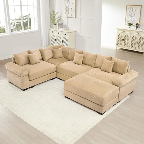 Vista 41 de ODUSE-DAILY Sofá modular de gran tamaño de 117.3 pulgadas, sofás modulares grandes de pana para sala de estar, sofás de 3 plazas, moderno juego