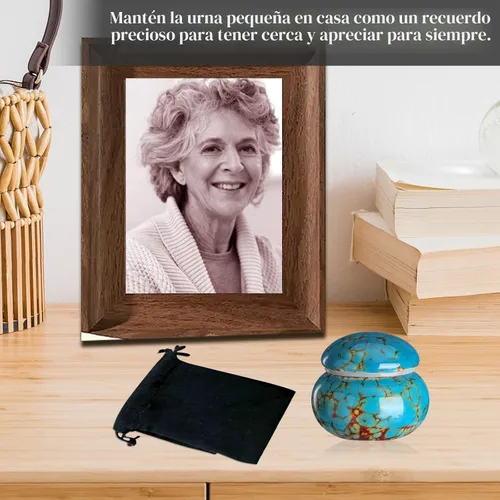 Vista 3 de Urnas pequeñas para recuerdo de cenizas humanas, urna de cremación pequeña de cerámica para cenizas para mujeres y hombres adultos con caja