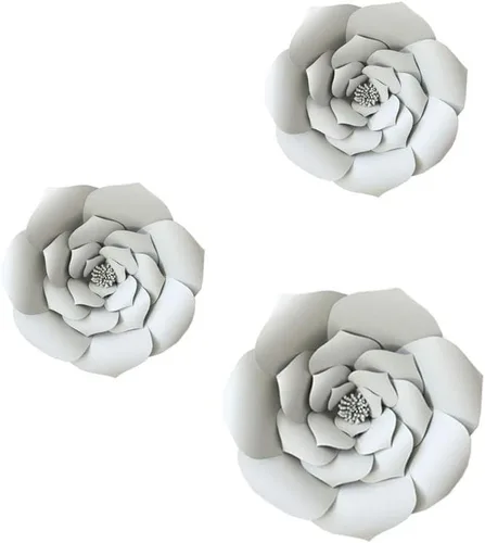 Vista 5 de N/C 3 piezas de flores de papel para fiesta, flores de papel para fondo de boda, decoración DIY hecha a mano para fondo de boda, decoración de pared