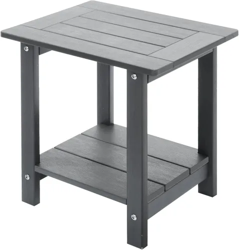 Vista 9 de Mesa auxiliar doble Adirondack Meluvici resistente a la intemperie, mesa de centro rectangular para exterior para silla Adirondack, Aruba