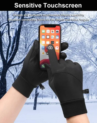 Vista 2 de Guantes de invierno para hombres y mujeres, guantes de pantalla táctil, guantes de correr, guantes de ciclismo, guantes de conducción, guantes