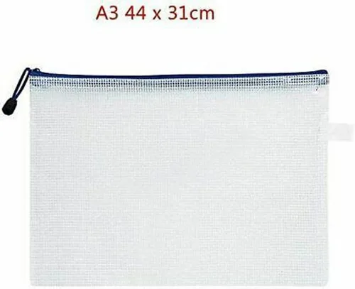 Vista 2 de 6 bolsas de archivos con cremallera, A3, impermeable, carpetas con cremallera, bolsa para documentos con cremallera, para suministros de oficina Azul