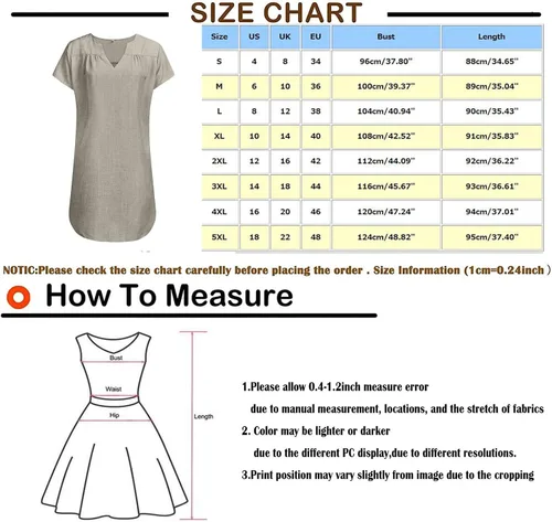 Vista 7 de Vestidos de verano para mujer, estampado de diente de león, manga corta, cuello en V, suelto, de algodón, lino, vestidos de otoño