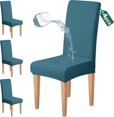 Vista 22 de Dioxide Juego de 4 fundas impermeables para sillas de comedor, fundas elásticas para sillas de comedor, fundas para sillas Parson, extraíbles