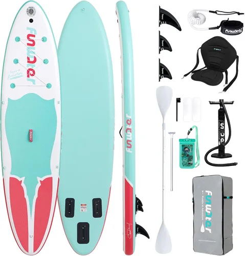 Vista 21 de FunWater Inflatable Stand Up Paddle Board with Premium SUP Paddleboard Accessories, Anti-Slip EVA Deck, 11'6''/11'/10'6'' Paddle Boards for Adults &