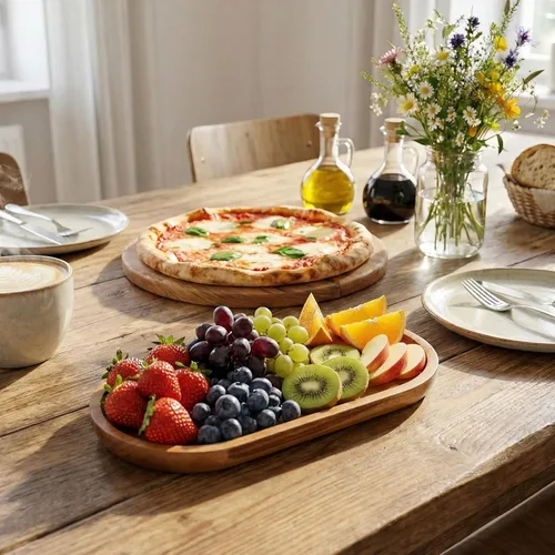 Vista 4 de Bandejas de madera de 11 pulgadas, bandeja de perfume de madera de granja, plato de decoración rústica para el hogar, almacenamiento de encimera