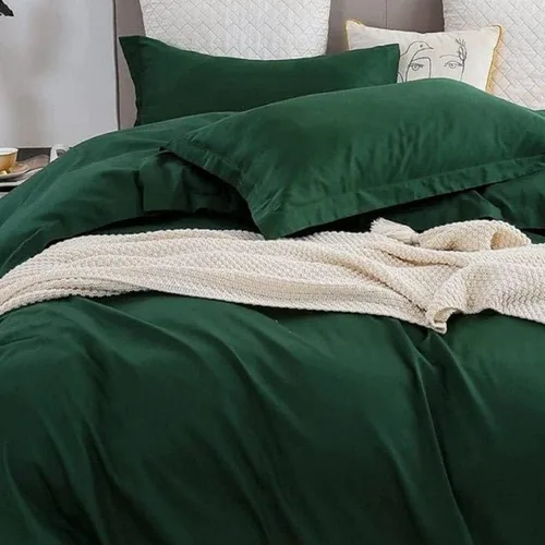 Vista 2 de INDACORIFY Emerald Green Cotton Duvet Cover Stonewashed Cotton Bedding set and Pillowcases Luxurious Cozy Comfy Soft Cotton Bedding Set Donna Cover