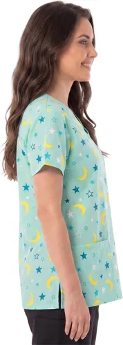 Vista 5 de Just Love - Tops de trabajo festivos para mujer Aqua - Luna y estrellas