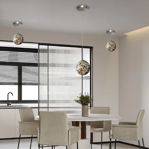 Vista 8 de Lámparas colgantes modernas para isla de cocina, lámpara colgante esférica, pequeño candelabro colgante de cristal para dormitorio, entrada, sala