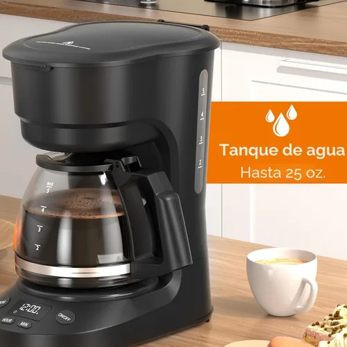 Vista 4 de Electactic Cafetera programable de goteo para 5 tazas, una máquina de café compacta con reloj digital y temporizador programable de 24 horas