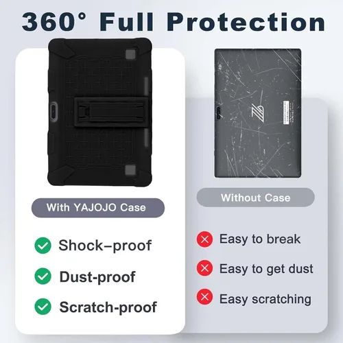 Vista 6 de Funda para tablet ZZB ZB10 / JUNYANG de 10.1 pulgadas, funda protectora de silicona suave, apta para niños, funda de tableta con soporte ajustable