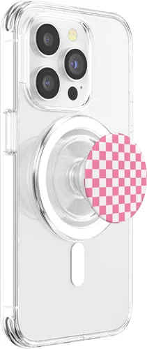Vista 3 de Lindo tablero de ajedrez rosa clásico a cuadros PopSockets MagSafe PopGrip para iPhone