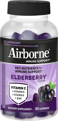 Vista 14 de Airborne - Gomitas de saúco + zinc y vitamina C para adultos, suplemento para fortalecer el sistema inmunológico con vitaminas D y zinc
