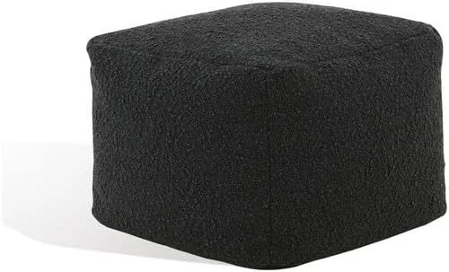 Vista 5 de Safavieh Couture Collection Samuels - Puf cuadrado otomano negro Boucle (totalmente montado)