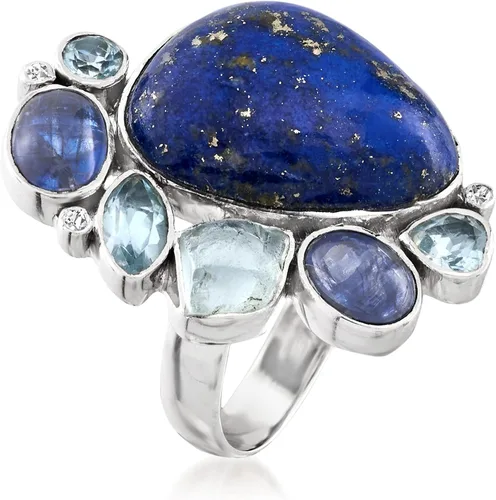Vista 3 de Ross-Simons Lapis and 3.00 ct. t.w. Kyanite Ring With 1.96 ct. t.w. Sky Blue Topaz in Sterling Silver