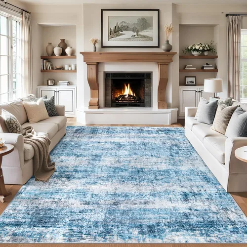 Vista 10 de Area Rugs - Alfombra para sala de estar, 4 x 6, lavable, moderna, abstracta, suave, neutra, antideslizante, grande para interiores, resistente a