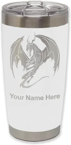 Vista 35 de LaserGram Vaso aislado al vacío de 20 onzas, dragón, grabado personalizado incluido (negro)