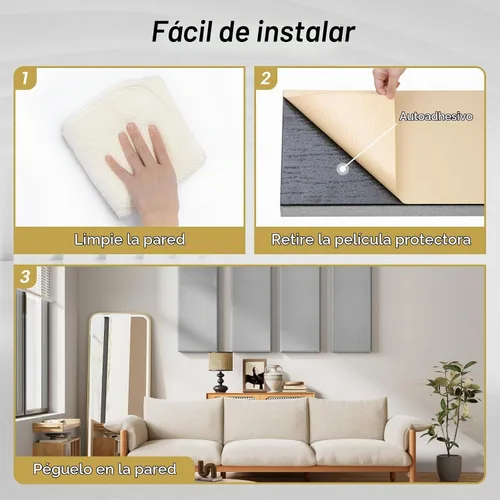 Vista 8 de TONOR 4 PCS Paneles Acústicos Grandes, 35.4″ * 11.8″ * 2.36″ Panel de Fibra de Vidrio 3D a Prueba de Sonido con Autoadhesivo Completo, Panel