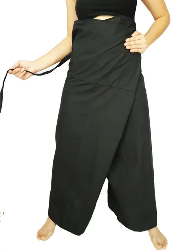Vista 6 de Lovely Creations Pantalones de pescador tailandés de talla jumbo para hombre y mujer, pierna salvaje, holgados, para yoga, casual, cintura 60
