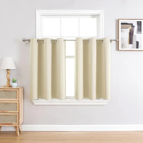 Vista 130 de ChrisDowa - Cortinas cortas para ventana de 40 pulgadas para dormitorio - Cortinas cortas con ojales y aislamiento térmico para oscurecer