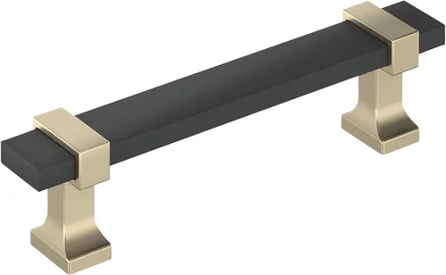 Vista 15 de Amerock Overton - Tirador para gabinete de 96 mm de centro a centro en acabado negro mate cepillado/bronce champán, BP36681BMBCZ