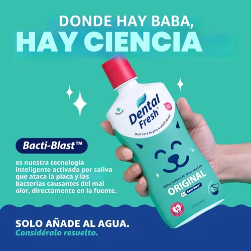 Vista 5 de Dental Fresh Aditivo de agua para perros y gatos, dientes limpios y aliento fresco, cuidado bucal diario de mascotas, solo añádelo al agua, sin