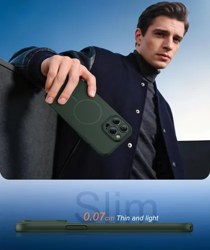 Vista 338 de FNTCASE Funda para iPhone 17 Pro: Fundas delgadas translúcidas de color azul claro compatibles con MagSafe, protección completa de la cámara