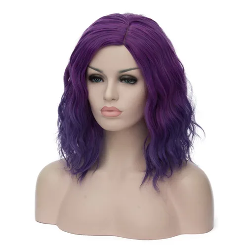 Vista 4 de Mildiso M004PR - Peluca de Mardi Gras para mujer, peluca corta de cabello ondulado y rizado con gorra de peluca