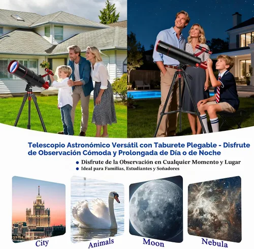 Vista 9 de UncleHu Telescope for Adults High Powered,90mm Aperture 550mm Refractor Blcak y rojo