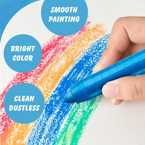 Vista 8 de Tiza sin polvo para niños, tiza de colores no tóxica para acera con soporte para niños, 24 tizas lavables de colores para dibujo y escritura